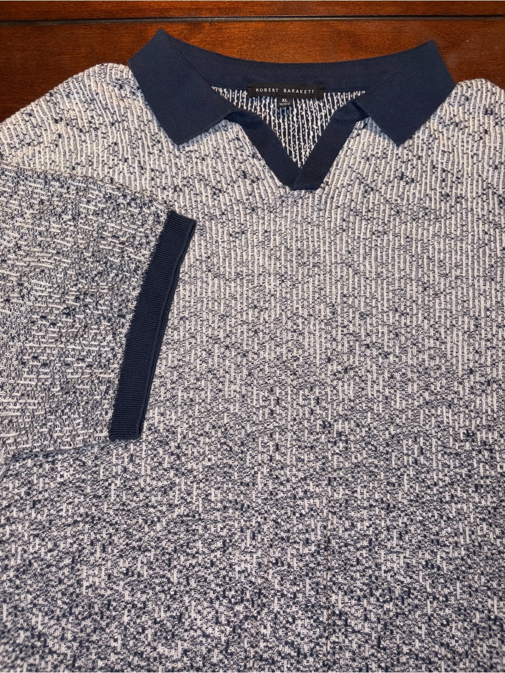 Robert Barakett Men’s Mission Hill SS Open Collar Polo Shirt XL Ombré Blue